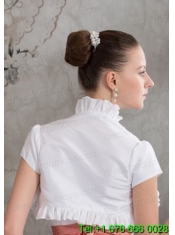 Elegant Short Sleeves Quinceanera Jacket in White