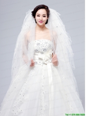 Elegant White Angle Cut Multi-Tier Finished Edge Bridal Veils