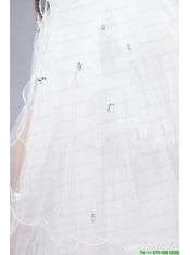 Elegant White Angle Cut Multi-Tier Finished Edge Bridal Veils