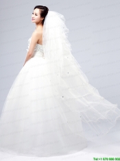 Elegant White Angle Cut Multi-Tier Finished Edge Bridal Veils