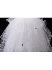 Elegant White Angle Cut Multi-Tier Finished Edge Bridal Veils