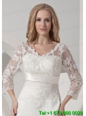 Embroidery 3/4 Sleeves Jacket With Tulle