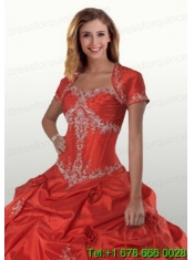 Exclusive Red Open Front Quinceanera Jacket With Appliques