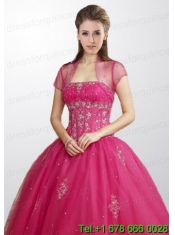 Fashionable Tulle Hot Pink Quinceanera Jacket with Beading