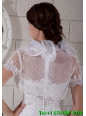 Hand Made Flowers Short Sleeves Jacket in Tulle