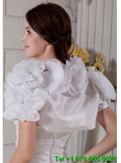Hand Made Flowers Short Sleeves Jacket in White