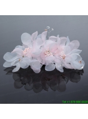 Imitation Pearls Organza Fascinators Pink Hair Flower