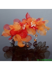 Imitation Pearls Organza Fascinators Pink Hair Flower