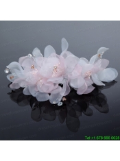 Imitation Pearls Organza Fascinators Pink Hair Flower