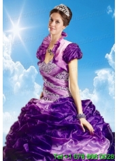 Lovely Fuchsia Organza Quinceanera Jacket with Ruffles
