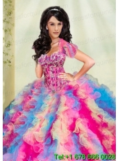 Luxurious Multi-color Organza Quinceanera Jacket with Appliques and Ruffles