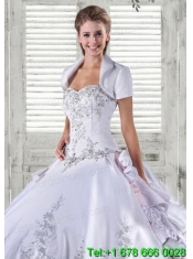Luxurious Taffeta Quinceanera Jacket Wedding in White