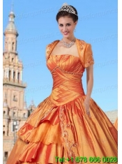 New Style Taffeta Orange Quinceanera Jacket with Embroidery