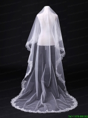 One-Tier Cut Edge White Classic Chapel Bridal Veils