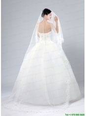One-Tier Cut Edge White Classic Chapel Bridal Veils
