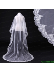 One-Tier Cut Edge White Classic Chapel Bridal Veils