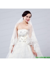 One-Tier Drop Veil Bridal Veils with Lace Appliques Edge