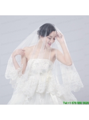 One-Tier Drop Veil Bridal Veils with Lace Appliques Edge