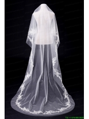 One-Tier Drop Veil Cut Edge 2014 White Bridal Veils