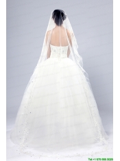 One-Tier Drop Veil Cut Edge 2014 White Bridal Veils
