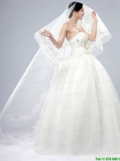 One-Tier Drop Veil Cut Edge 2014 White Bridal Veils