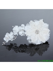 Pearl Lace and Tulle Wedding White Beading Hair Flowers