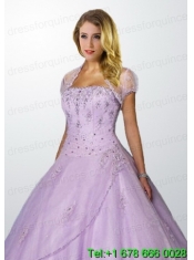 Popular Tulle Appliques and Beading Quinceanera Jacket in Lavender
