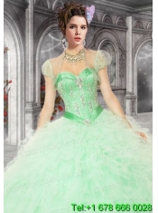 Pretty Organza with Beading and Ruffles Quinceanera Jacket