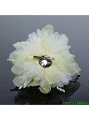Pure Tulle Lilac Beautiful Imitation Pearls Hair Flower with Rhinestone