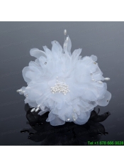 Pure Tulle Lilac Beautiful Imitation Pearls Hair Flower with Rhinestone