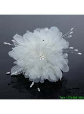 Pure Tulle Lilac Beautiful Imitation Pearls Hair Flower with Rhinestone