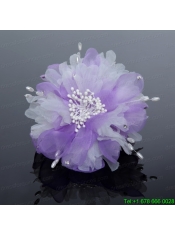 Pure Tulle Lilac Beautiful Imitation Pearls Hair Flower with Rhinestone