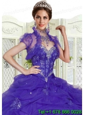 Purple Organza Special Occasion Wedding Bolero with Ruffles and Open Front