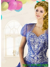 The Brand New Style Tulle Beading Quinceanera Jacket in Blue