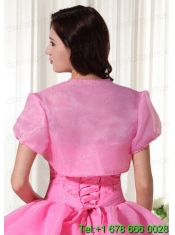 The Most Popular Open Front Quinceanera Jacket in Rose Pink For 2014