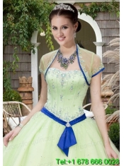 The Super Hot Tulle Beading and Sequins Quinceanera Jacket in Light Green