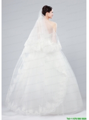 Two-Tier Drop Veil Tulle Lace Appliques Edge Wedding Veils
