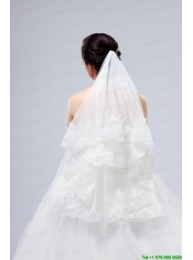 Two-Tier Lace Edge Wedding Veils with Angle Cut