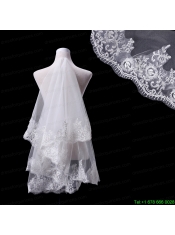 Two-Tier Lace Edge Wedding Veils with Angle Cut