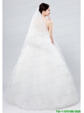 Two-Tier Tulle White Bridal Veils with Lace Edge