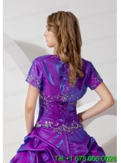 Unique and Affordable Open Front Quinceanera Jacket in Purple For 2015