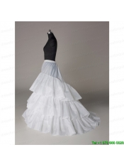 Unique Organza A Line Sweep Train White Petticoat