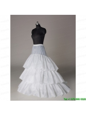 Unique Organza A Line Sweep Train White Petticoat