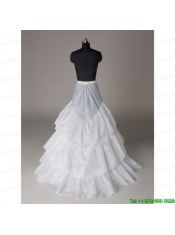 Unique Organza A Line Sweep Train White Petticoat