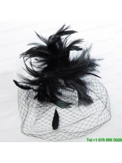 White Feather Elegant Net Yarn Briadl Hat with Imitation Pearls