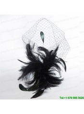 White Feather Elegant Net Yarn Briadl Hat with Imitation Pearls