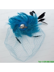 White Feather Elegant Net Yarn Briadl Hat with Imitation Pearls