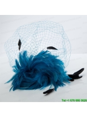 White Feather Elegant Net Yarn Briadl Hat with Imitation Pearls