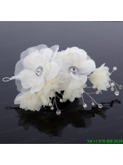 White Rhinestone and Pearl Fascinators for Wedding