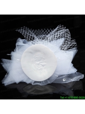 White Rhinestone Tulle Hair Ornament for Women